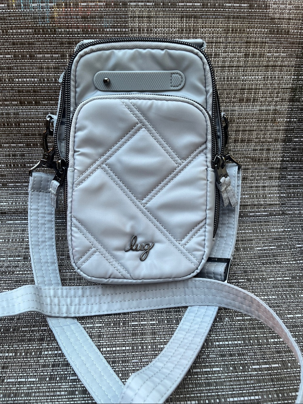 lug Quilted Crossbody Belt Bag in Light Gray